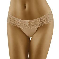 Wolbar Damen Sexy Tanga-Strings Spitze Miederslip Slips Mit Tiefer Hüftlinie WB09, Beige,S von Wolbar