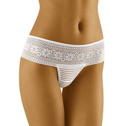 Wolbar Damen Sexy Tanga-Strings Spitze Miederslip Slips Mit Tiefer Hüftlinie WB92, Weiß,L von Wolbar