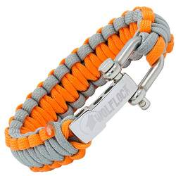 Wolflock Premium Paracord Armband für Männer - Handgeflochten mit Edelstahlverschluss in Grau/Orange von Wolflock