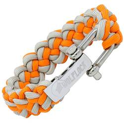 Wolflock Premium Paracord Armband für Männer - Handgeflochten mit Edelstahlverschluss in Orange/Grau von Wolflock