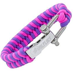 Wolflock Premium Paracord Armband für Männer - Handgeflochten mit Edelstahlverschluss in Pink/Lila von Wolflock