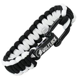 Wolflock Premium Paracord Armband für Männer - Handgeflochten mit Edelstahlverschluss in Schwarz/Weiß von Wolflock