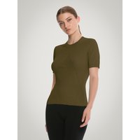 Wolford - Cashmere Top Short Sleeves, Frau, earth green, Größe: L von Wolford