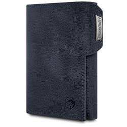 Wolfstrøm Slim Wallet 'Svente' I 11 Karten Mini Geldbörse Herren klein mit Münzfach, RFID Blocker I Damen und Herren Portemonnaie klein I Credit Card Holder Geldbeutel Herren klein – Midnight Blue von Wolfstrøm