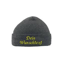 Smart Strickmütze WUNSCHTEXT (grau) von Wolfszeit