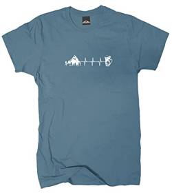 Wolkenbruch® T-Shirt Wandern Berge Bier Herzfrequenz, stoneblue, Gr.L von Wolkenbruch