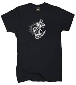 Wolkenbruch T-Shirt Anker Kompass Seemann, schwarz, Gr.M von Wolkenbruch