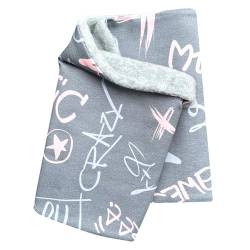 Wollhuhn Mädchen/Damen/Jungen Warmer Schlupfschal/Halstuch Innen Fleece Gefüttert Viele Motive Winter Übergangszeiten (Cool Music Grau/Rosa) von Wollhuhn