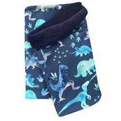 Wollhuhn Mädchen/Damen/Jungen Warmer Schlupfschal/Halstuch Innen Fleece Gefüttert Viele Motive Winter Übergangszeiten (Dinos Blau/Grün) von Wollhuhn