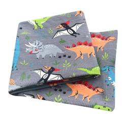 Wollhuhn ÖKO Kinder/Jungen/Mädchen Cooles Elastisches Stirnband/Haarband Bequem Zweilagig Jersey Oder Fleece Viele Motive 21215152 (Dinos Grau) von Wollhuhn