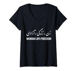 Damen Frau Leben Freiheit Iran Zan Zendegi Azadi Persisch T-Shirt mit V-Ausschnitt von Woman Life Freedom Iran Zan Zendegi Azadi Persian