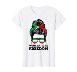Messy Bun Damen Life Freedom Iran Zan Zendegi Azadi Lion T-Shirt von Woman Life Freedom Iran Zan Zendegi Azadi Persian