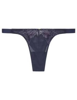 Women'secret Damen Brasilianische Höschen Streifen Tüll Stickerei Dessous, Blau (Azul Medio), 38 von Women'secret