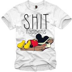 E1SYNDICATE T-T-Shirts Hemden Shit Happens Mouse YOLO Mickey Rat Trap(Medium) von Women