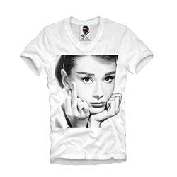 E1SYNDICATE V-Neck T-T-Shirts Hemden Audrey Hepburn 50s ICON Style(Large) von Women