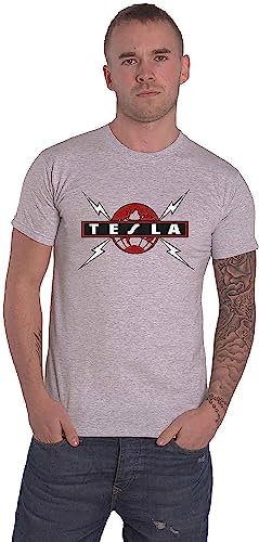 Tesla T T-Shirts Hemden Globe Band Logo New Official Mens White(Medium) von Women