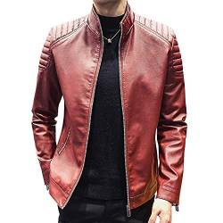 Womleys Herren Lederjacke mit Stehkragen, schmale Passform, X-red, Medium von Womleys