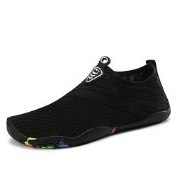 Wondamo Badeschuhe Wasserschuhe Strandschuhe Schnell Trocknend Schwimmschuhe Breathable rutschfest Fitnessschuhe Aquaschuhe Surfschuhe für Herren Damen (66 Schwarz, Numeric_37) von Wondamo