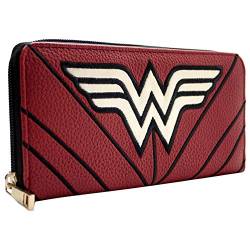 Wonder Woman DC Sterne & Streifen Kriegeranzug Emblem Portemonnaie Clutch Münzfach & Kartenhalter, Rot von Wonder Woman