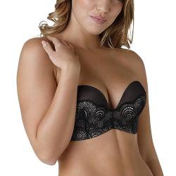 Wonderbra Damen Refined Glamour Ultimate Strapless trägerloser BH mit Spitze starker Halt Push-Up , Strapless-BHschwarz, 75F von Wonderbra