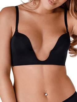 Wonderbra Damen ULTIMATE PLUNGE Push-Up BH mit tiefem Ausschnitt , Plunge Braschwarz, 80E von Wonderbra