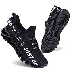 Wonesion Herren Fitness Laufschuhe Atmungsaktiv rutschfeste Mode Sneaker Sportschuhe,2 Schwarz Weiß,45 EU von Wonesion