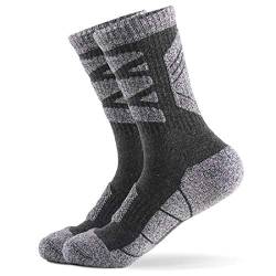 Wonewin Trekkingsocken,2 paar Wandersocken Trekkingsocken für Herren, Damen Atmungsaktiv, Gepolstert, Antiblasen Polsterung, Outdoor, Sportsocken (L, Grau) von Wonewin