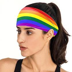 Pride Stirnband für Frauen | Regenbogen-Stirnband | Regenbogen Homosexuell Haarband | Damen-Headwraps, elastisches, breites Kopfband, Zubehör für Fotografie und Auftritte von Wontool