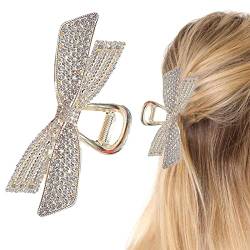 Strass Haarklammern - 4,52 Zoll 3D-Haarspangen aus Metall in Fliegeform - Strass-Perle, dünnes, dickes lockiges Haar, große Bananenklammern halten Kieferklammer, große Haarklammern für Frauen Wontool von Wontool