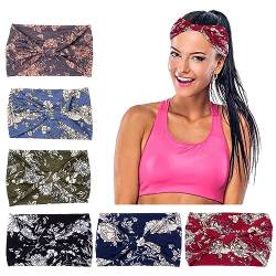 Elastische Haarbänder,6 Stück 25cm X 15cm Haarbänder Damen Boho Tie Dye Hippie Stirnband Elastisches Bandana Kopf Sport Und Yoga Haarbänder Mit Breiter Krempe Vintage Stirnband Yoga Stoff Stirnband von Wooauto