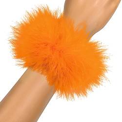 Wooauto Feder Armbänder,23 Cm Damen Feder Armbänder Pelzige Manschetten Armreifen Wunderschönes Schönes Federn Armband Für Cosplay-Partys Modellshows Abschlussfeiern Und Halloween,Orange von Wooauto