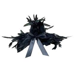 Wooauto Schal Mit Federkragen,Choker Kragen Halloween-Kostüm Federboa Kostüm Damen Feder Umhang Natürliche Feder Schal Für Halloween Cosplay Party Performance Model Walk Feather Cape Requisiten von Wooauto