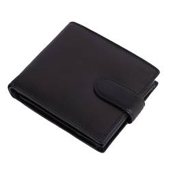 Woodbridge Bifold Herren-Geldbörse aus echtem Leder mit Münzfach, Kartenhalter, RFID-blockierend, mit Box, Schwarz , Dimensions closed: L 12cm X H 9.5cm X D 1.2cm, Faltbar von Woodbridge