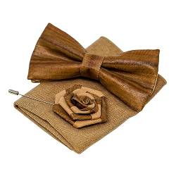 Woodenlove Korkfliege als Set mit Ansteckblume aus Kork und Einstecktuch mit Geschenkbox - nachhaltiges Hochzeitsgeschenk Bräutigam (Vintage) von Woodenlove