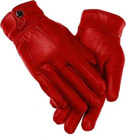 Damen Lederhandschuhe, extra weich und warm, wasserdichte Handschuhe für Damen, hellrot, S-M von Woodland Leather