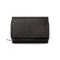 Woodland Leather Kleine Damen-Geldbörse, echtes Leder, RFID-geschützte Geldbörsen für Frauen, Kartenbörse für Frauen mit Münzfach und Ausweisfenster, Schwarz , S, Casual von Woodland Leather