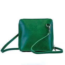 Woodland Leather Kleine Vera Pelle Handtasche aus echtem Leder Umhängetasche Italienische Mini-Umhängetasche Hochwertiger Riemen für Damen (Grün, 17 cm x 17 cm x 8 cm) von Woodland Leather