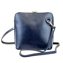 Woodland Leather Kleine Vera Pelle Handtasche aus echtem Leder Umhängetasche Italienische Mini-Umhängetasche Hochwertiger Riemen für Damen (Marine, 17cm x 17cm x 8cm) von Woodland Leather