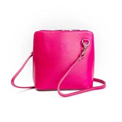 Woodland Leather Kleine Vera Pelle Handtasche aus echtem Leder Umhängetasche Italienische Mini-Umhängetasche Hochwertiger Riemen für Damen (Pink, 17cm x 17cm x 8cm) von Woodland Leather