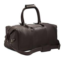 Woodland Leather S 100% Leder Seesäcke für Damen & Herren – Vintage Reisetasche & Übernachtungstasche klein bis groß – Vollnarbenleder Weekender Bag, Braun - 48 cm, Leder-Reisetasche von Woodland Leather