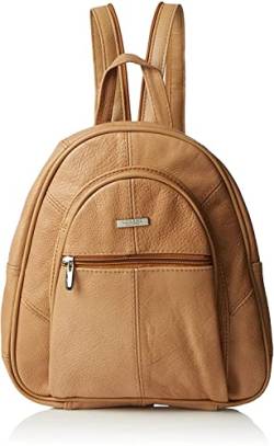 Woodland Leather S Damen Fashion Rucksäcke Kleine Schwarze Rucksäcke für Frauen mit Anti-Diebstahl-Reißverschluss und Handtaschengriff, 2 in 1 Sling Rucksack, hautfarben von Woodland Leather