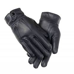 Damen Lederhandschuhe, extra weich und warm, wasserdichte Handschuhe für Damen, Schwarz , M-L von Woodland Leathers