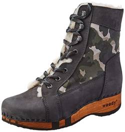 Woody Damen Heike Stiefelette, geöltes Leder Grigio-Leder Bedruckt Camouflage, 36 EU von Woody