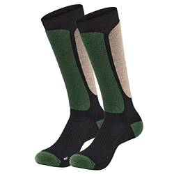 Wool Rockers Merino-Skisocken, 71% Merinowolle, für Damen & Herren, warme Wintersocken, weich und atmungsaktiv, 43-46, 1er Pack, schwarz/grün von Wool Rockers