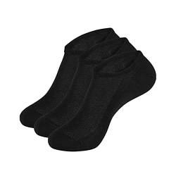 Wool Rockers Merino-Sneaker-Socken, Füßlinge im 3er Pack, für Damen & Herren, für Freizeit & Alltag ideal, atmungsaktive Merino-Sport-Socken (schwarz, 43-47) von Wool Rockers
