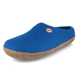 Footprint Barfuß-Hausschuhe unisex Filz-Pantoffeln mit Ledersohle, nachhaltig aus 100% Wolle, blau Gr. 37 von WoolFit