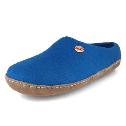 Footprint Barfuß-Hausschuhe unisex Filz-Pantoffeln mit Ledersohle, nachhaltig aus 100% Wolle, blau Gr. 38 von WoolFit