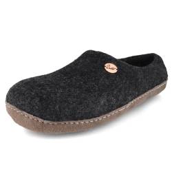 Footprint Barfuß-Hausschuhe unisex Filz-Pantoffeln mit Ledersohle, nachhaltig aus 100% Wolle, graphit Gr. 37 von WoolFit