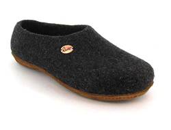 WoolFit Classic - Damen & Herren Filz-Slipper mit erhöhter Ferse - kunstvoll handgefilzt, extra weich mit vegetabiler Leder-Sohle, Graphit, 46 von WoolFit