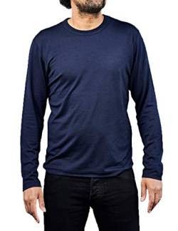 Woolday I Merino Longsleeve T-Shirt Herren Rundhals aus 100%, superfeiner Merinowolle I Stoff aus Deutschland, genäht in Portugal I Navy Blau I L von Woolday